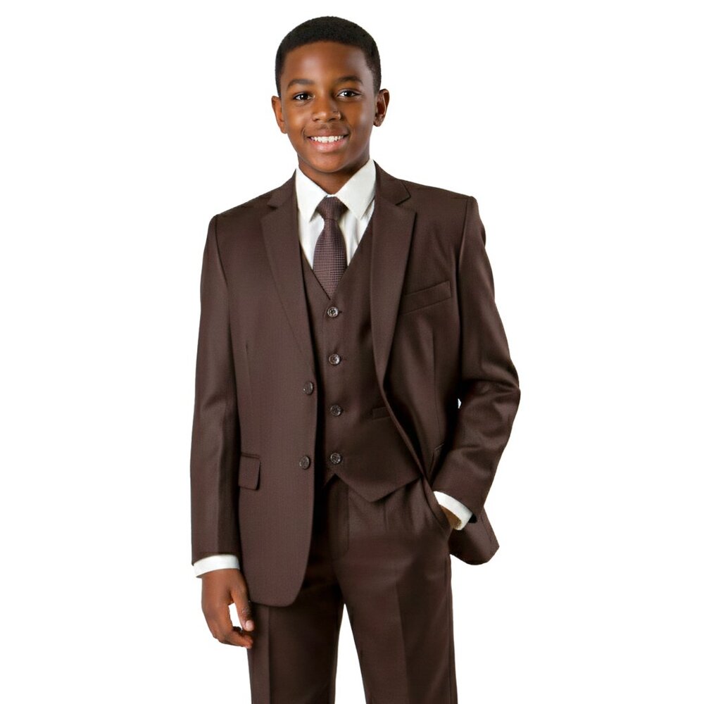 5-Piece Brown Boys Suit Set by Azzuro
